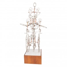 Steel, wood and lucite kinetic sculpture 